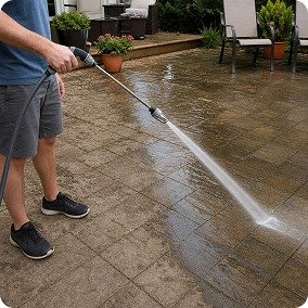 Cleaning patios and walkways