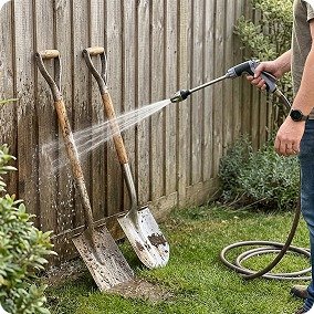 Cleaning garden tools