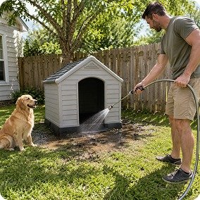 Cleaning backyard accessories