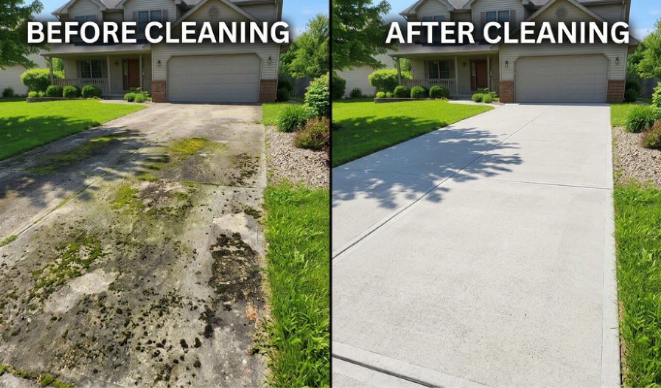 Before and after outdoor cleaning comparison